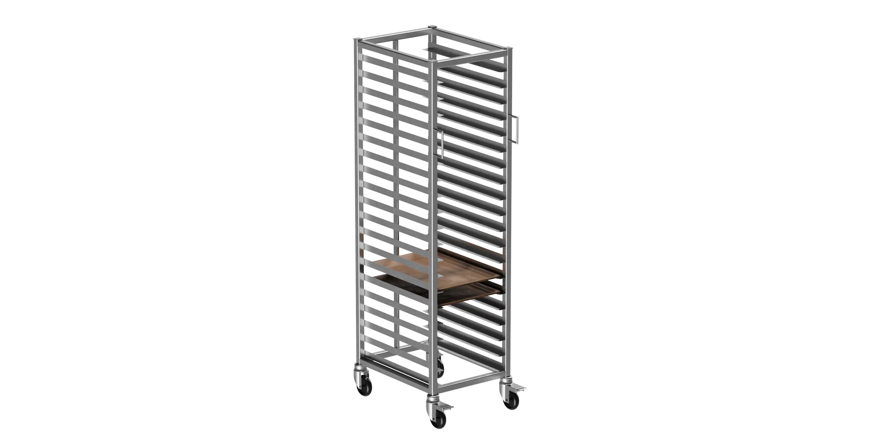 37x53 Tepsi Taşıma Arabası Tekli 20 Adet Tepsi Kapasiteli (37x53 Tray Trolley Single) 20